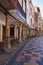 Arcades and columns in famous ancient city of Aviles , Spain