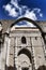 Arcades, pillars and facade of Do Carmo convent in Lisbon