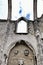 Arcades, pillars and facade of Do Carmo convent in Lisbon