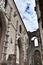 Arcades, pillars, windows and details of Do Carmo convent in Lisbon