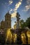 Arcangel Fountain Zocalo Park Plaza Cathedral Sunset Puebla Mexico