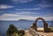 Arch above titicaca lake in peru