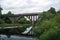 Arch bridge viaduct in Lithuania. Transportation train nature travel concept