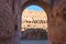 Arch of the Colosseum inside, entrance to the view of the arena and the stands