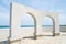 Arch door decoration near ocean