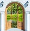 Arch door open pond