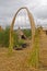 Arch on the floating islands of the Uros, Lake Titikaka, Peru