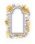 Arch frame with camomile flowers. Hand drawn sketch vector illustration