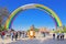 Arch of Friendship of peoples, painted in colors of the rainbow, in preparation for the song contest Eurovision-2017