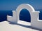 arch gate view to the sea beach living santorini island style