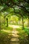 Arch green soft natural pathway