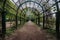 Arch green tunnel or corridor with pathway in Peterhof