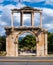 Arch of Hadrian known as Hadrianâ€™s Gate as gateway to Temple of Olympian Zeus, Olympieion, in ancient city center old town