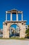 Arch of Hadrian known as Hadrianâ€™s Gate as gateway to Temple of Olympian Zeus, Olympieion, in ancient city center old town