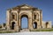 Arch of Hadrian at the roman ruins of Jerash, Jordan.