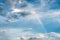 Arch rainbow natural phenomenon with clouds in sky