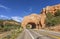 Arch road tunnel on the way to Bryce Canyon National Park, USA.