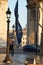 Arch of Triumph building from Paris, France, during a beautiful spring sunrise. Photo taken from Champs Elysee boulevard. Landmark