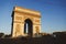 Arch of Triumph building from Paris, France, during a beautiful spring sunrise. Photo taken from Champs Elysee boulevard. Landmark