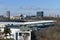 Arch of Triumph rugby stadium view from above with the buildings from north the city in background.