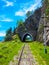 Arch tunnel Trans Siberian railway on lake Baikal