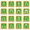 Arch types icons set green square