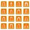 Arch types icons set orange square vector