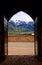 Arch view of Swiss Alps in Gruyere, Switzerland