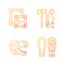 Archaeological excavation gradient linear vector icons set