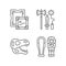 Archaeological excavation linear icons set