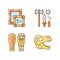 Archaeological excavation RGB color icons set