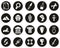 Archaeology Icons White On Black Flat Design Circle Set Big