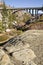 Arched bridge background rocky foreground