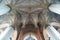 Arched ceilings with columns of Baroque and Gothic church of St. Elizabeth in Lviv, Ukraine