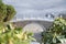 Arched concrete bridge over the sea water at Tacoma, Washington