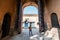 The arched entrance gateway to the ancient Bengaluru Fort in the old town area of the