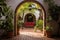 arched entrance of a spanish revival house