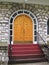 Arched exterior wood door