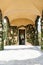 Arched gallery braided with figs. Villa Balbianello, Como, Italy