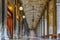 Arched gallery of National Library of St Mark or Biblioteca Nazionale Marciana on Piazza San Marco square, Venice Italy