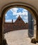 Arched gate and entrance at the Frederiksborg Slot in Hillerod