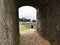 Arched gate of Zakimi Castle Ruins in Okinawa, Japan.