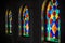 Arched stained glass windows