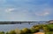 Arched, steel road bridge over the River Vistula in Grudziadz