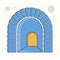Arched tunnel entrance color icon. Path into unknown, overcoming fears and obstacles. Cartoon vector
