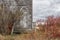 An arched weathered grey church door