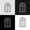 Arched window icon isolated on black, white and transparent background. Vector