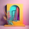 Arched windows in fantasy concept in trending color palette for advertising with Generative AI