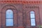 Arched windows, red brick court house building, Keene, New Hamps