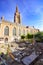 Archeological digging site next to Catholic church, Bruge, Belgium